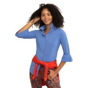 gretchen scott priss chiffon blouse french blue Women size L Large